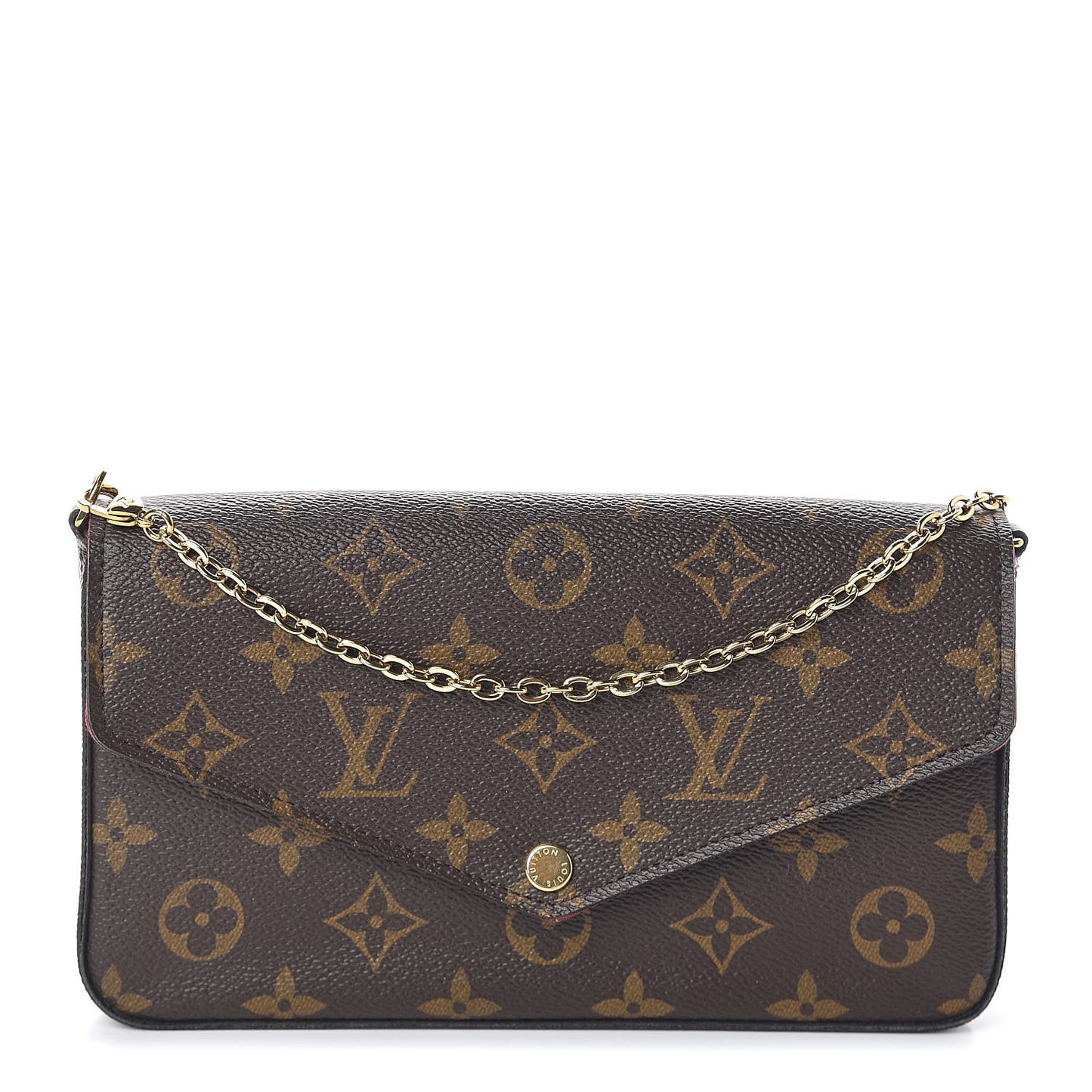 Monogram Pochette Felicie Chain Wallet Fuchsia