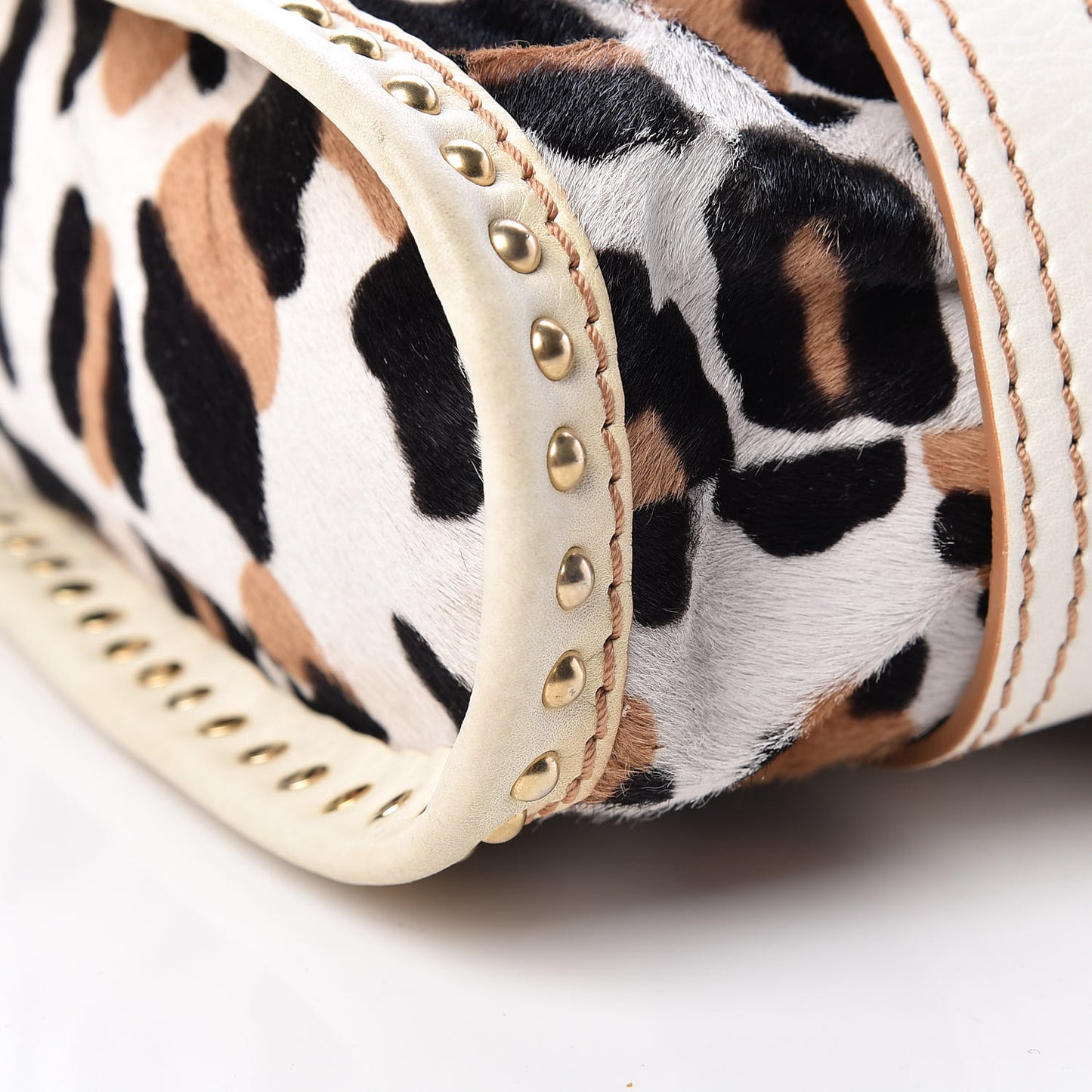 Calf Hair Leopard Large Tote Bag White