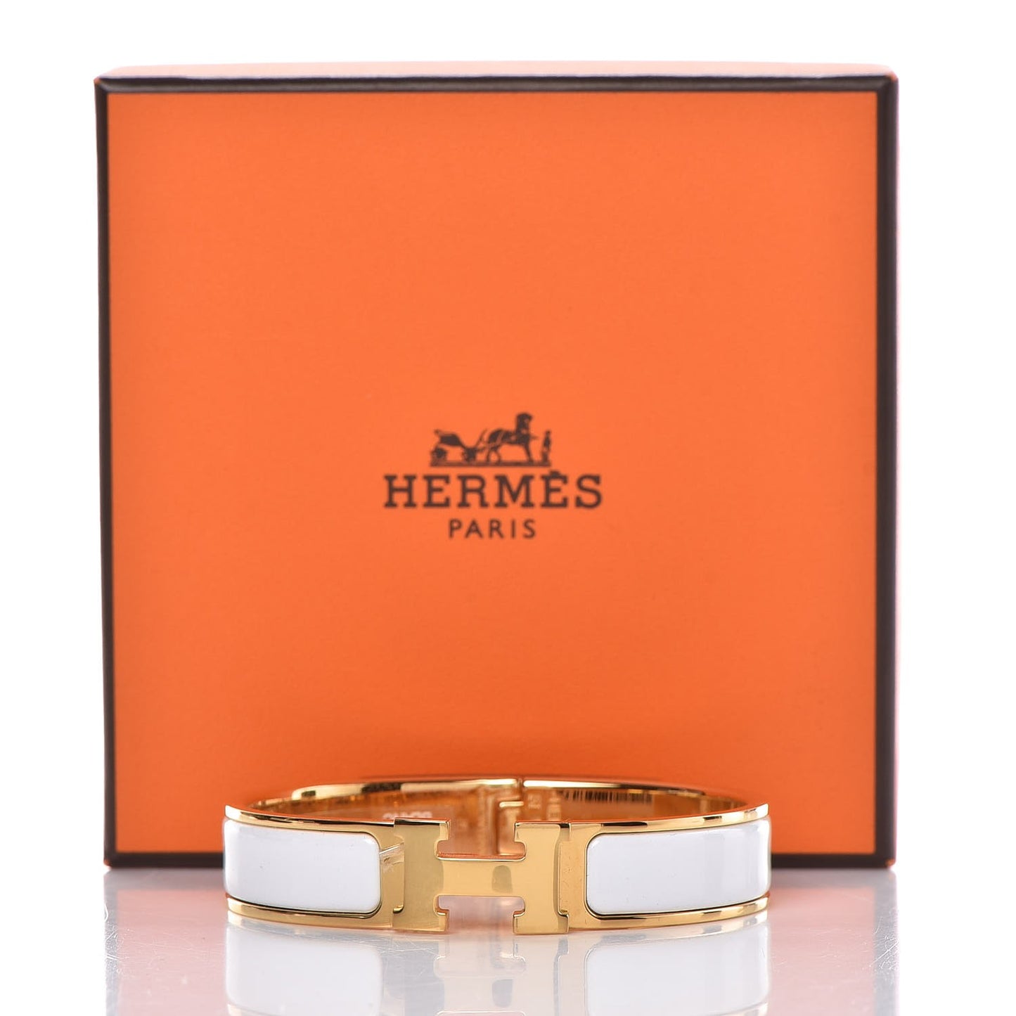 Enamel Narrow Clic Clac H Bracelet PM White