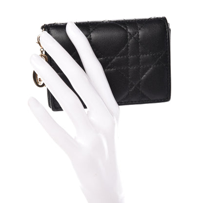 Christian Dior Lambskin Cannage Small Lady Dior Flap Card Holder Black 2 of 12