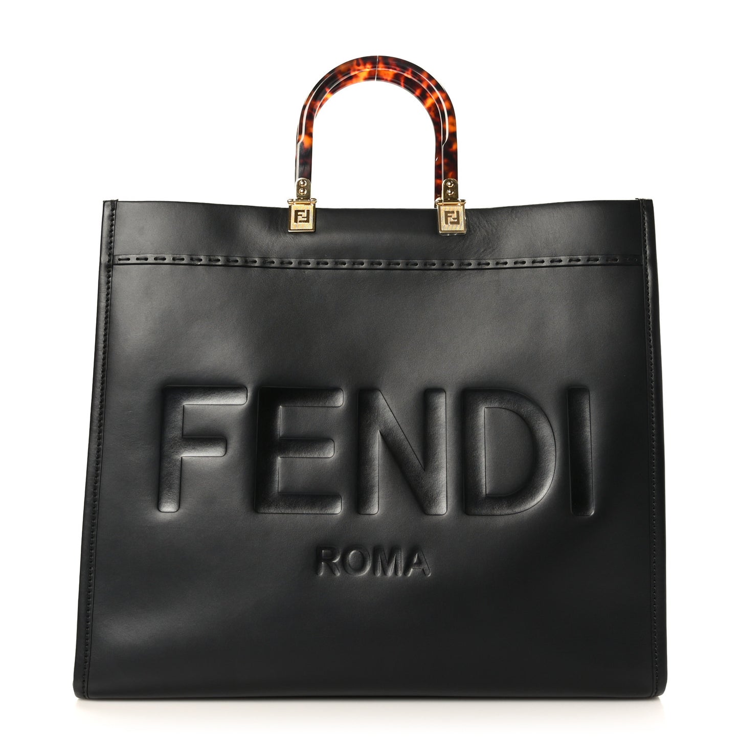 Vitello King Plexiglass Large Fendi Sunshine Shopper Tote Black