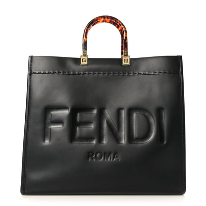 Fendi Vitello King Plexiglass Large Fendi Sunshine Shopper Tote Black 1 of 8