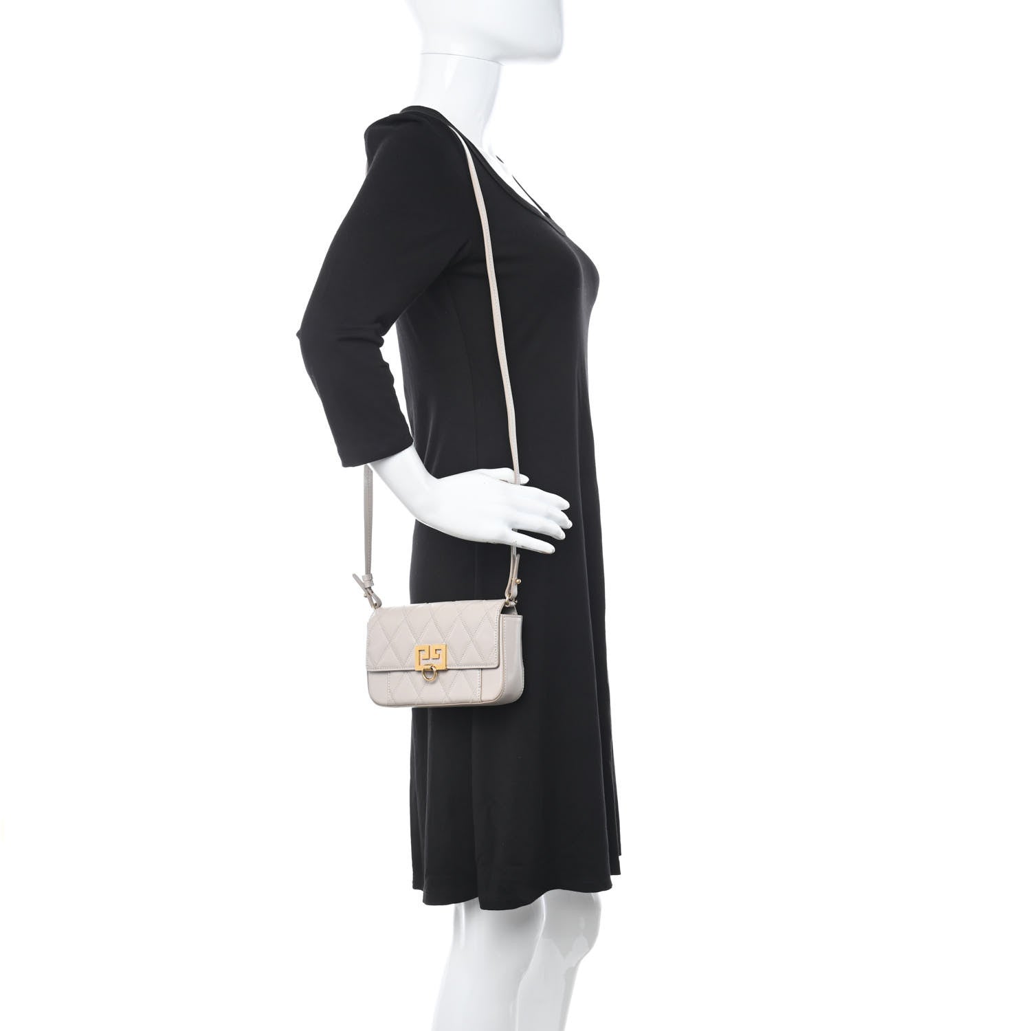 Givenchy Goatskin Quilted GV3 Mini Pocket Convertible Bag Natural 2 of 11
