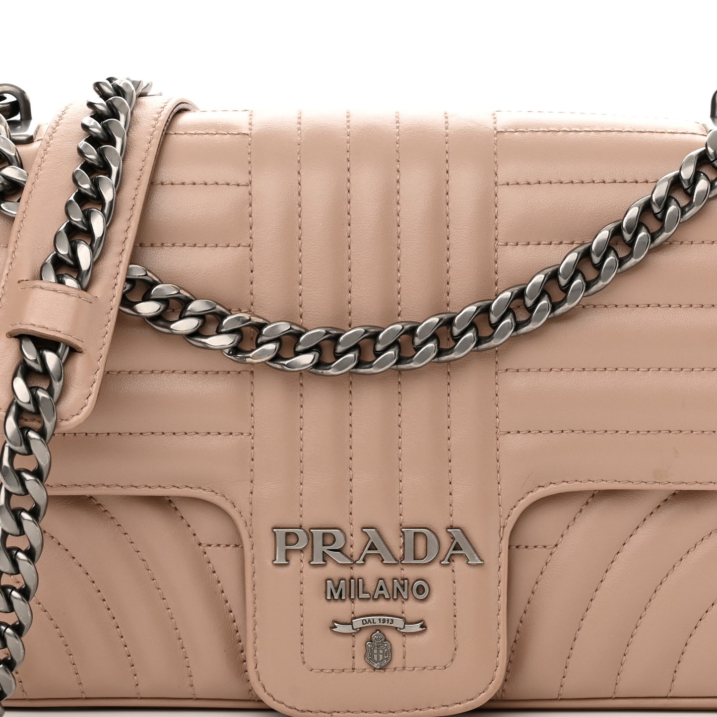 Soft Calfskin Impunture Diagramme Medium Chain Flap Shoulder Bag Cipria