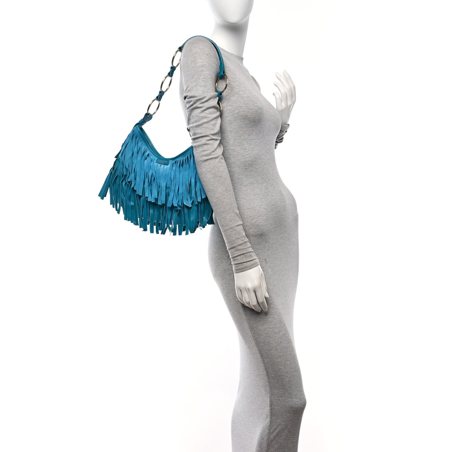 Suede Boheme Fringe Hobo Blue