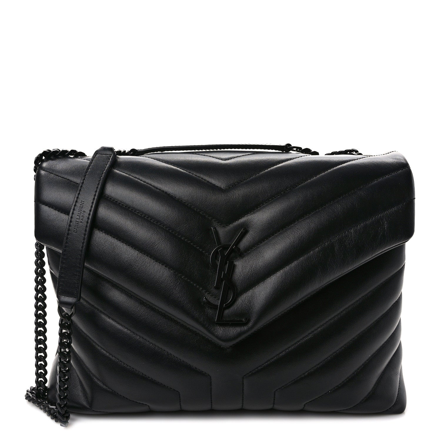 Saint Laurent Calfskin Y Quilted Monogram Monochrome Medium Loulou Chain Satchel Black 1 of 10