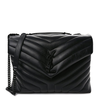 Saint Laurent Calfskin Y Quilted Monogram Monochrome Medium Loulou Chain Satchel Black 1 of 10