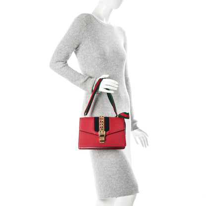Gucci Calfskin Small Sylvie Shoulder Bag Hibiscus Red 2 of 6