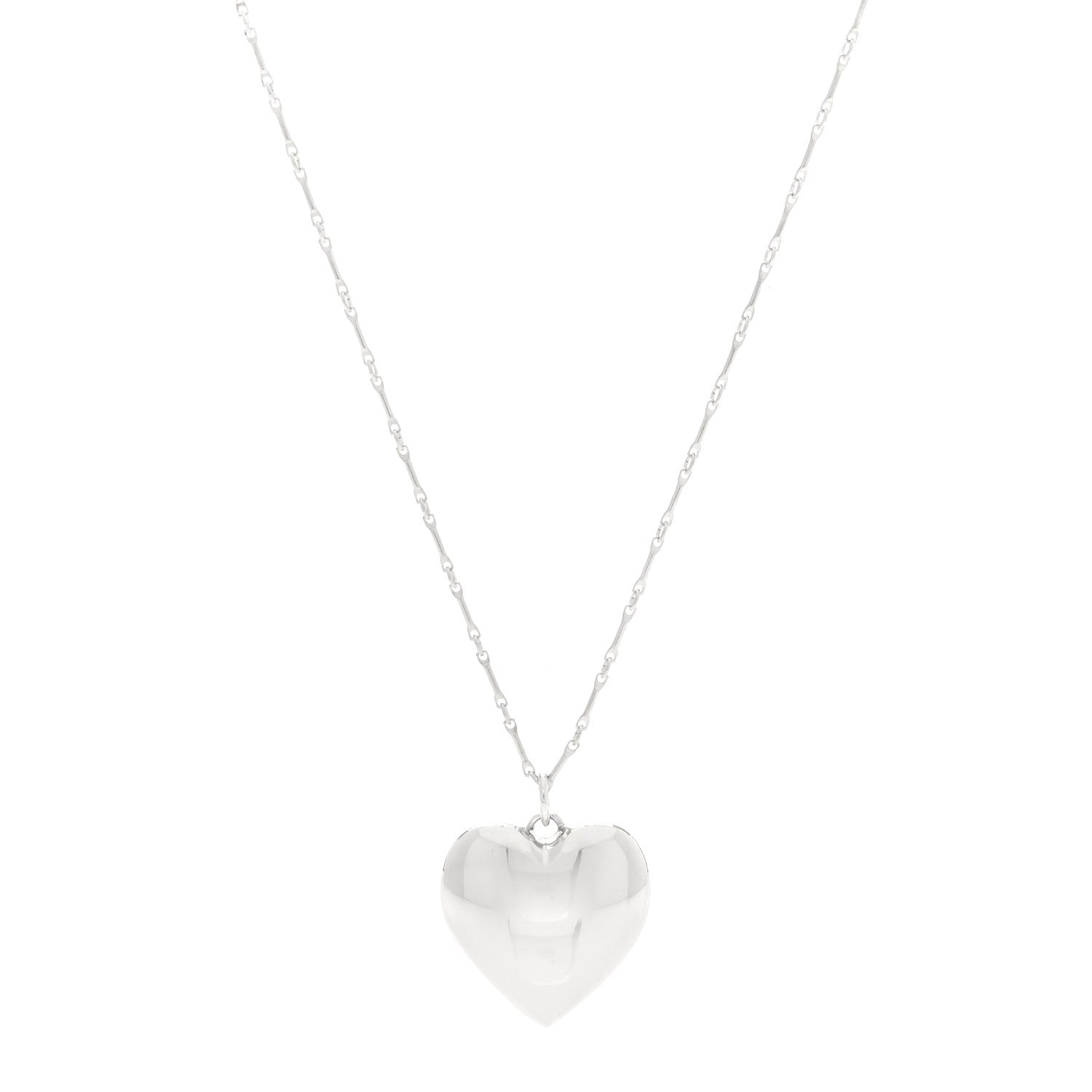 Tiffany Sterling Silver Puffed Heart Pendant Link Necklace 1 of 5