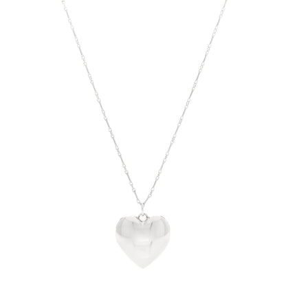 Tiffany Sterling Silver Puffed Heart Pendant Link Necklace 1 of 5