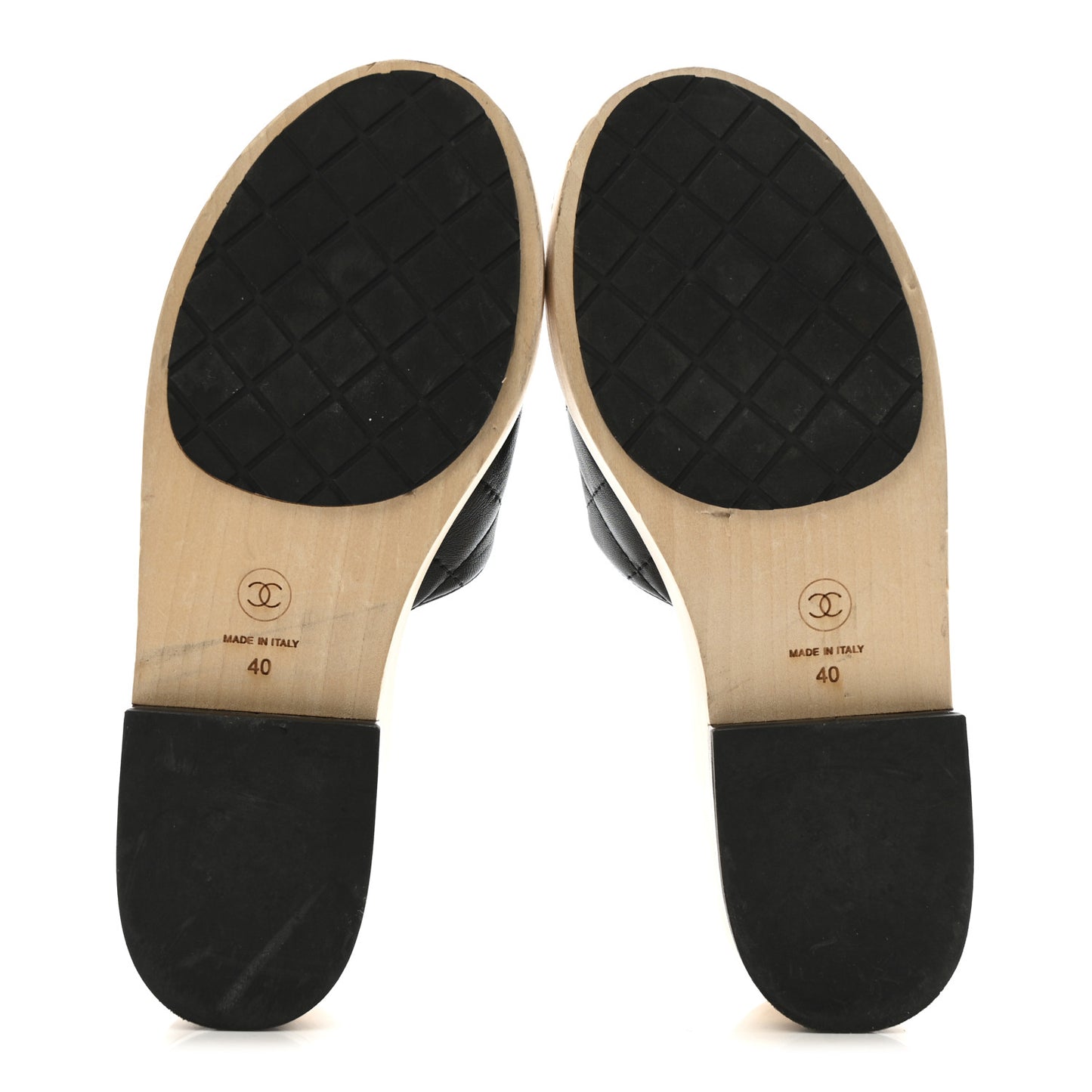 Lambskin CC Flat Slide Sandals 40 Black