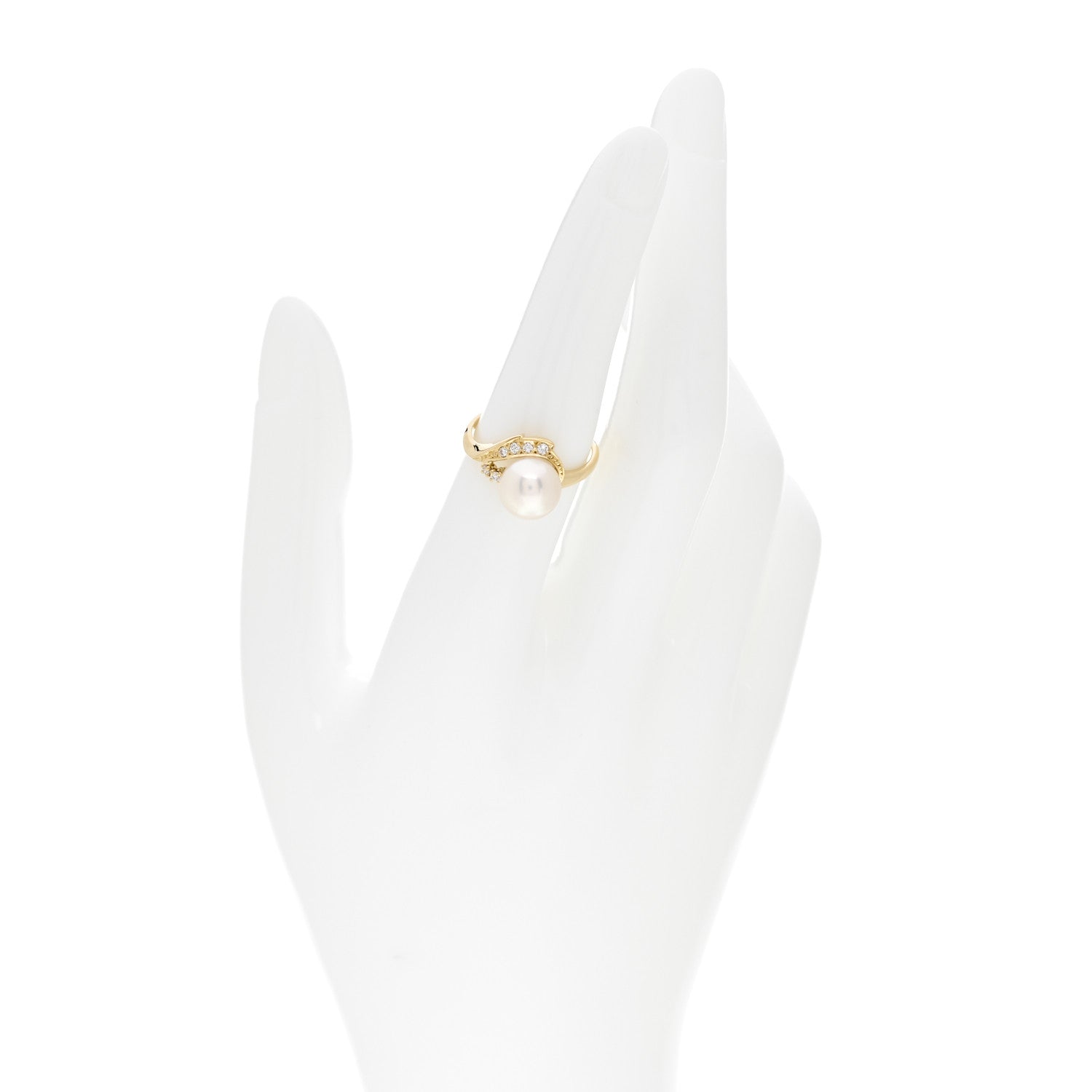 Mikimoto 18K Yellow Gold Diamond Akoya Pearl 8.5-9mm Ring 52 6 2 of 5