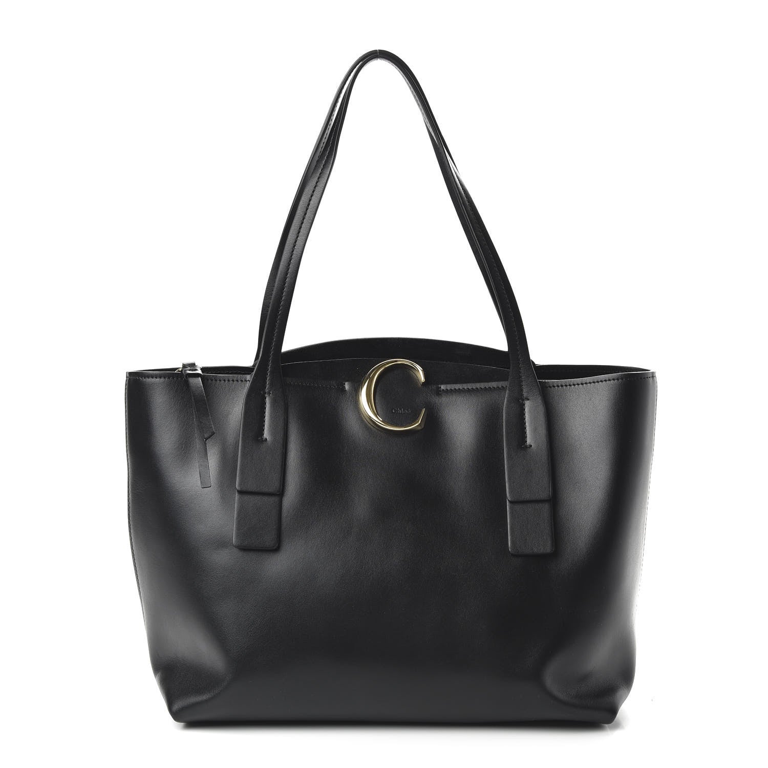 Chloe Shiny Calfskin Suede Medium C Zipped Tote Black 1 of 10