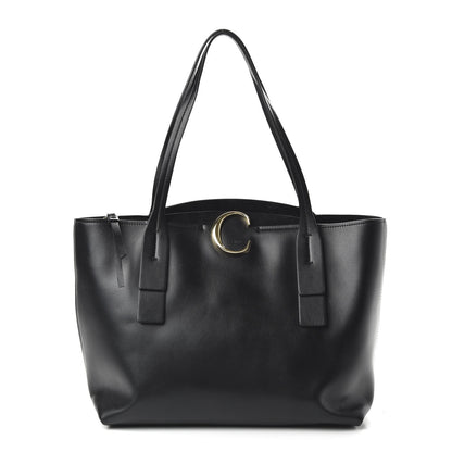 Chloe Shiny Calfskin Suede Medium C Zipped Tote Black 1 of 10