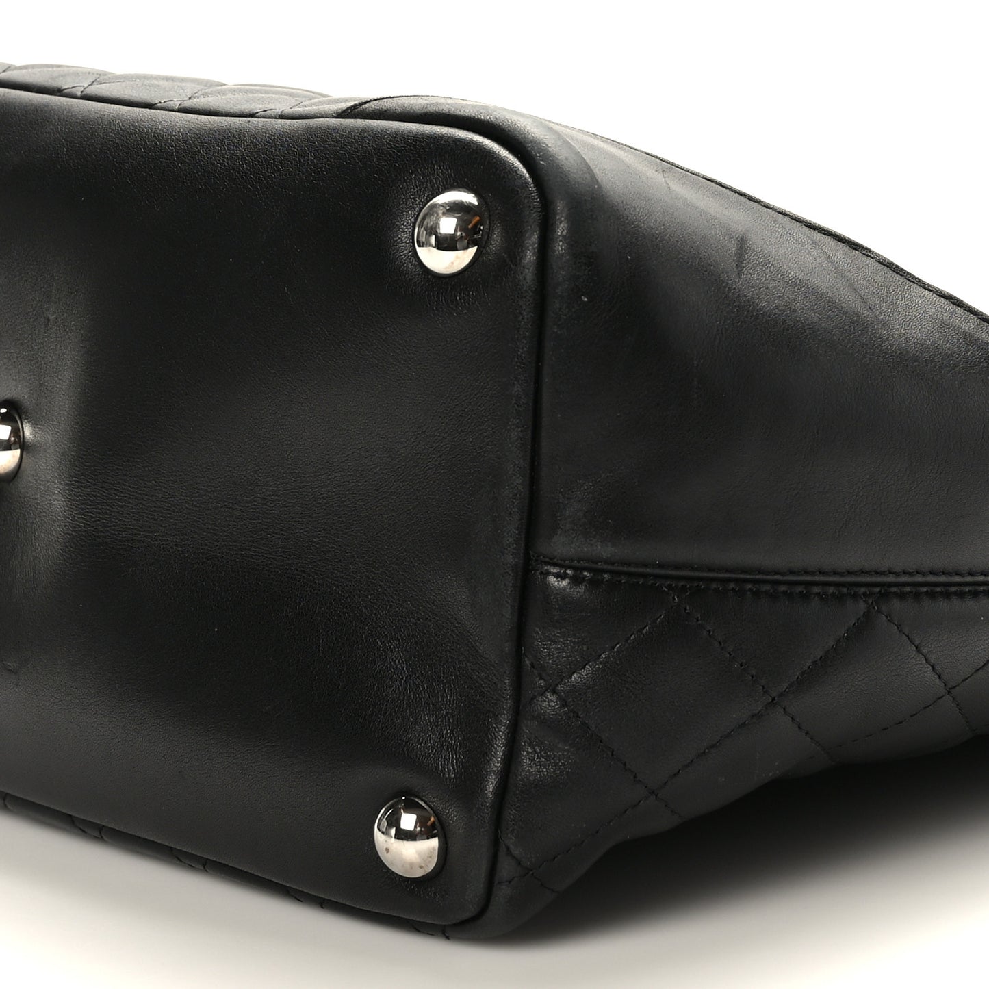 Calfskin Quilted Large Cambon Tote Black