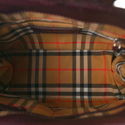 Burberry Derby Calfskin House Check Small Banner Tote Mahogany Red 4 of 9