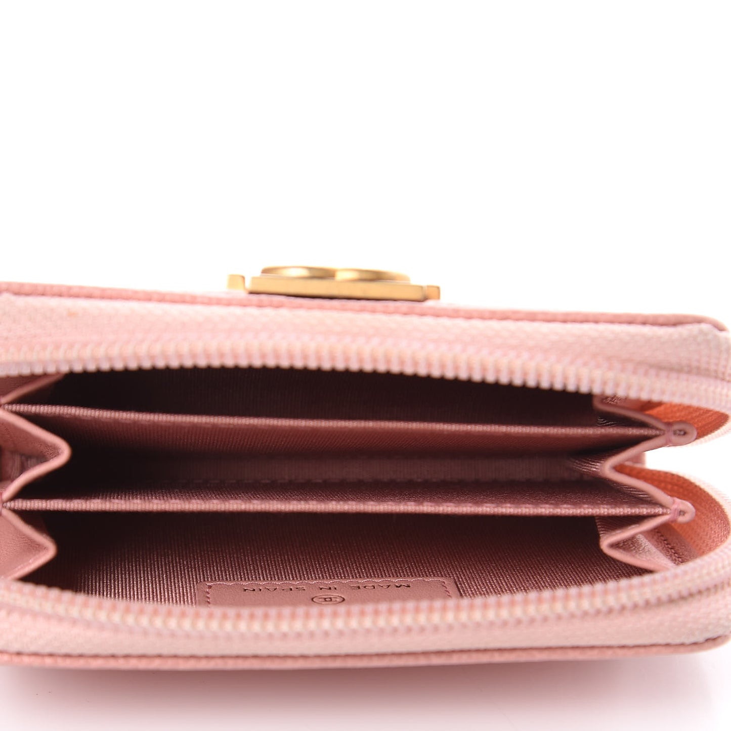 Caviar Quilted Boy Zip Around Coin Purse Wallet Light Pink