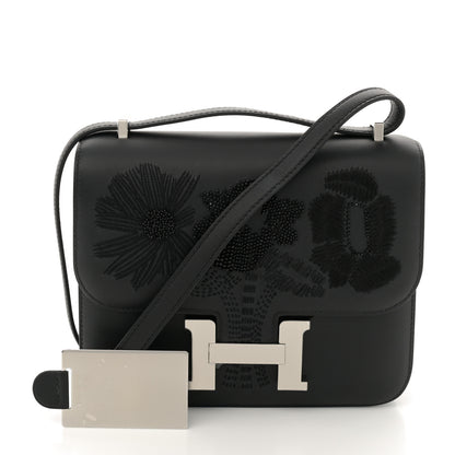 Hermes Swift Dancing Flowers Embroidered Constance 18 Black 3 of 12