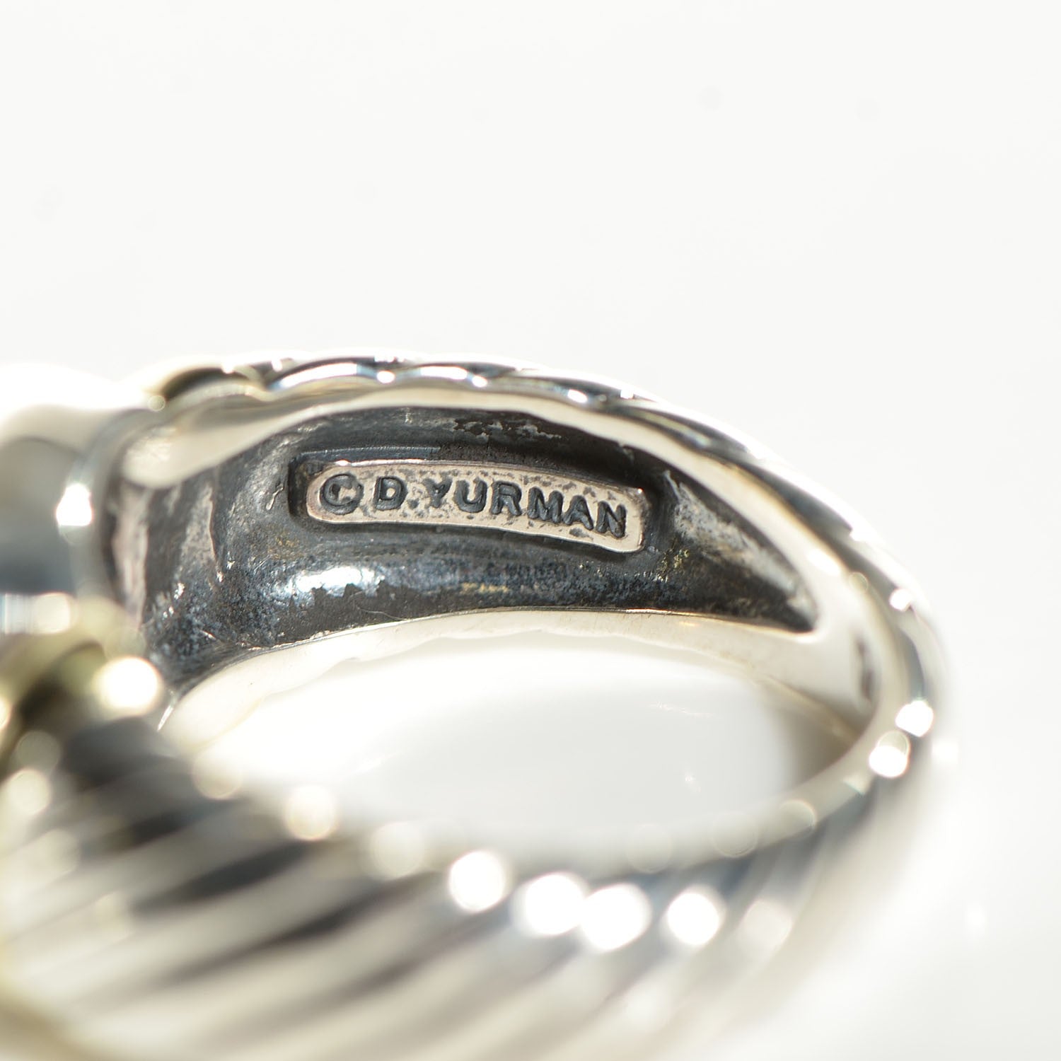 David Yurman Sterling Silver 14K Yellow Gold Citrine 7mm Noblesse Ring 54 7 4 of 5