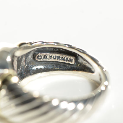David Yurman Sterling Silver 14K Yellow Gold Citrine 7mm Noblesse Ring 54 7 4 of 5