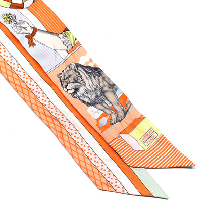 Hermes Silk Twilly Grand Theatre Nouveau Abricot Orange Jaune 2 of 4