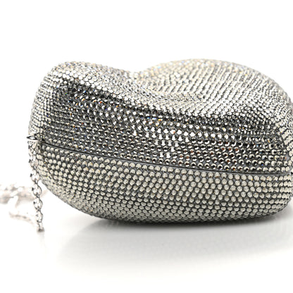 Judith Leiber Crystal Heart Minaudiere Clutch Silver 6 of 7