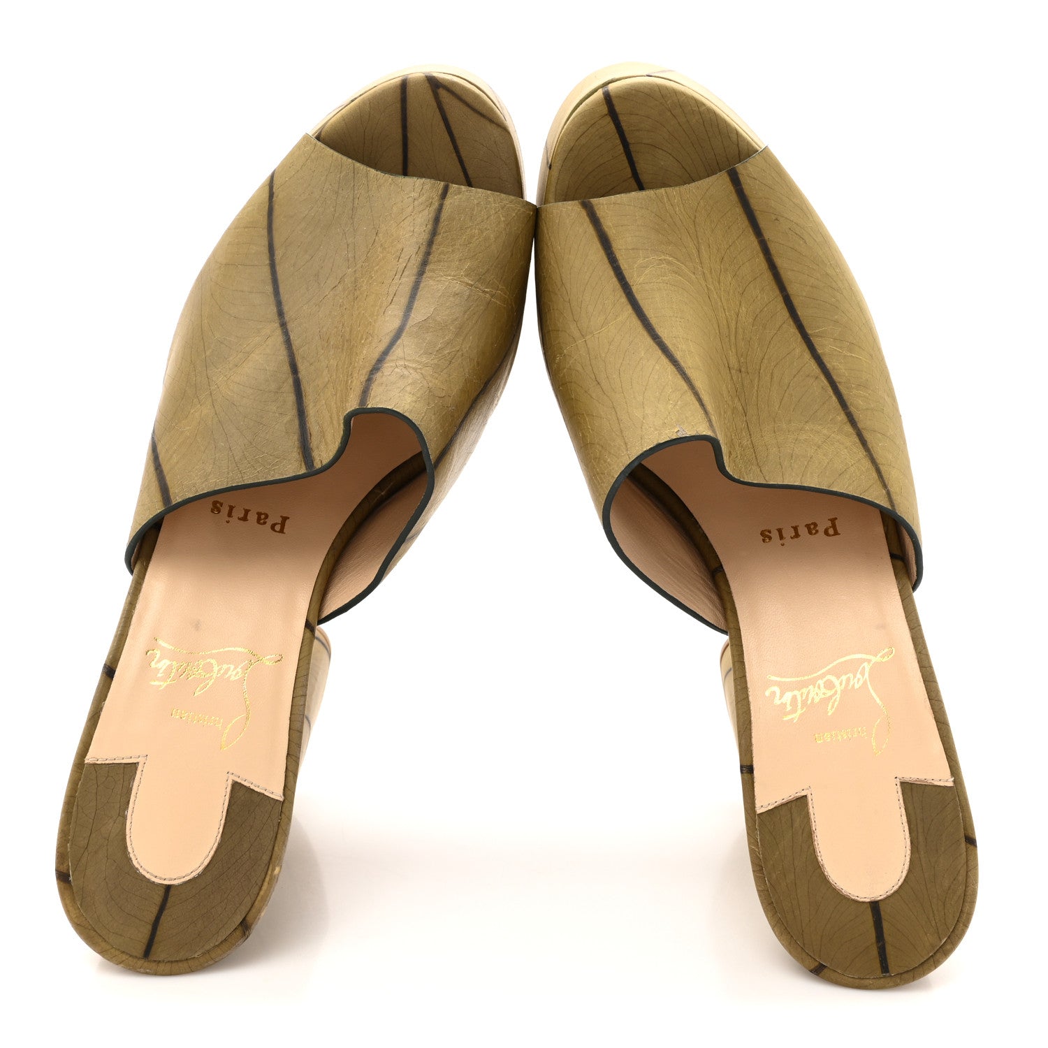 Christian Louboutin Cario Leaf Yazemule 130 Platform Sandals 38 Kaki 2 of 8