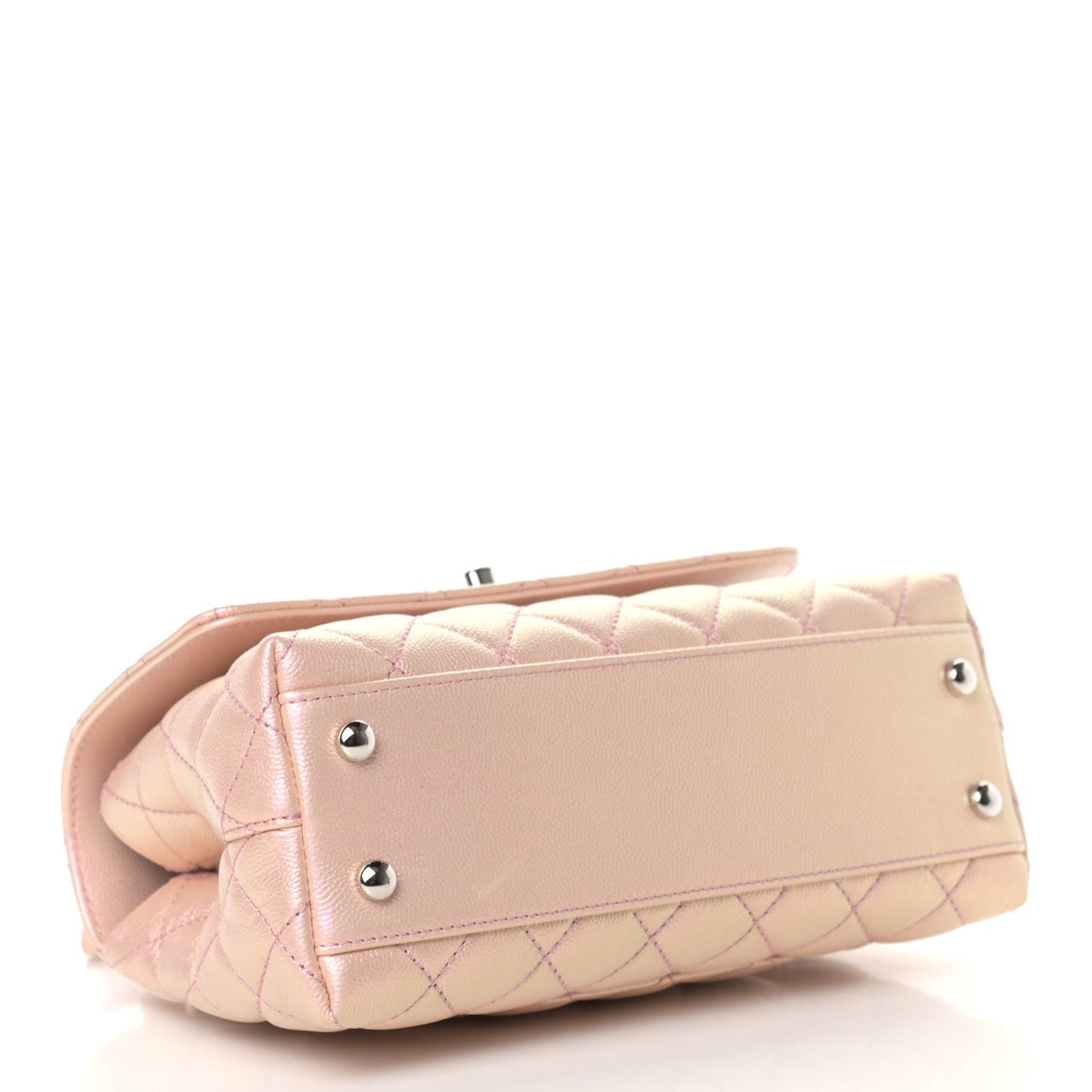 Iridescent Caviar Quilted Mini Coco Handle Flap Pink