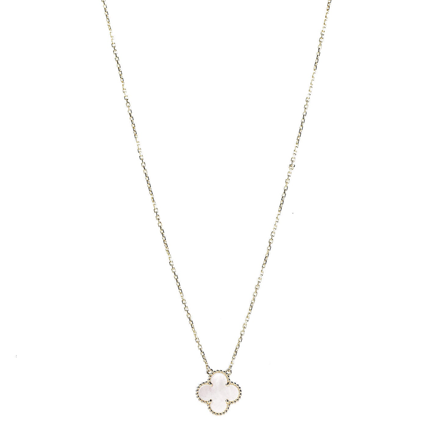 18K Yellow Gold Mother of Pearl Vintage Alhambra Pendant Necklace