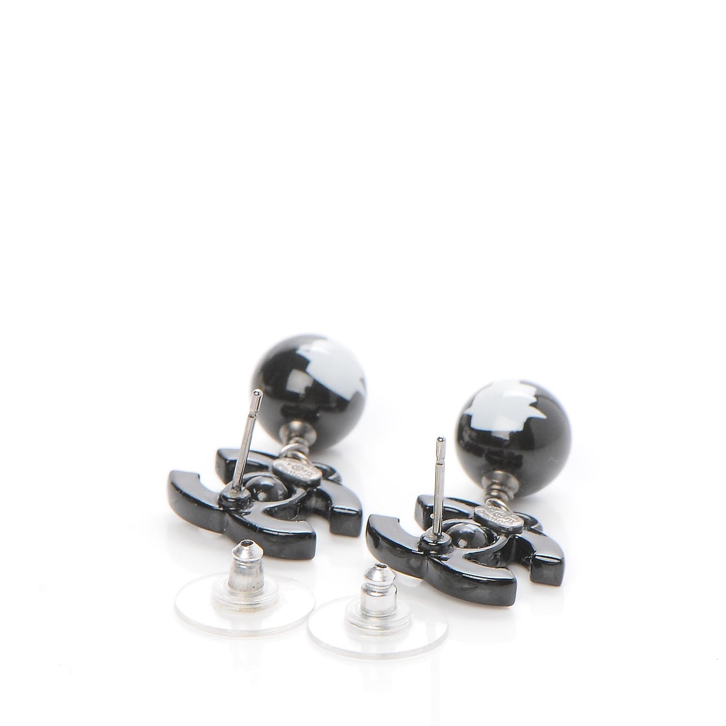Enamel Bead CC Coco Drop Earrings Black