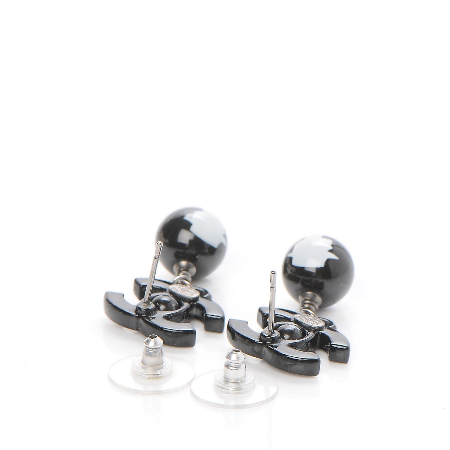 Chanel Enamel Bead CC Coco Drop Earrings Black 3 of 7