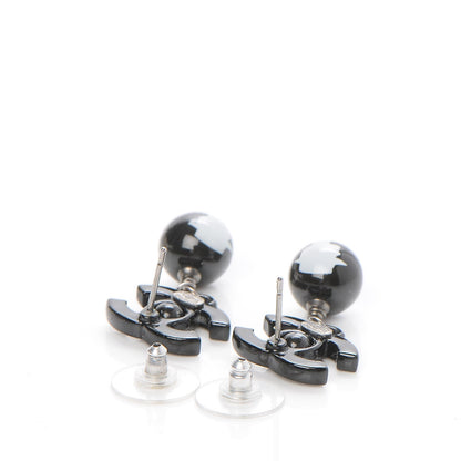 Chanel Enamel Bead CC Coco Drop Earrings Black 3 of 7