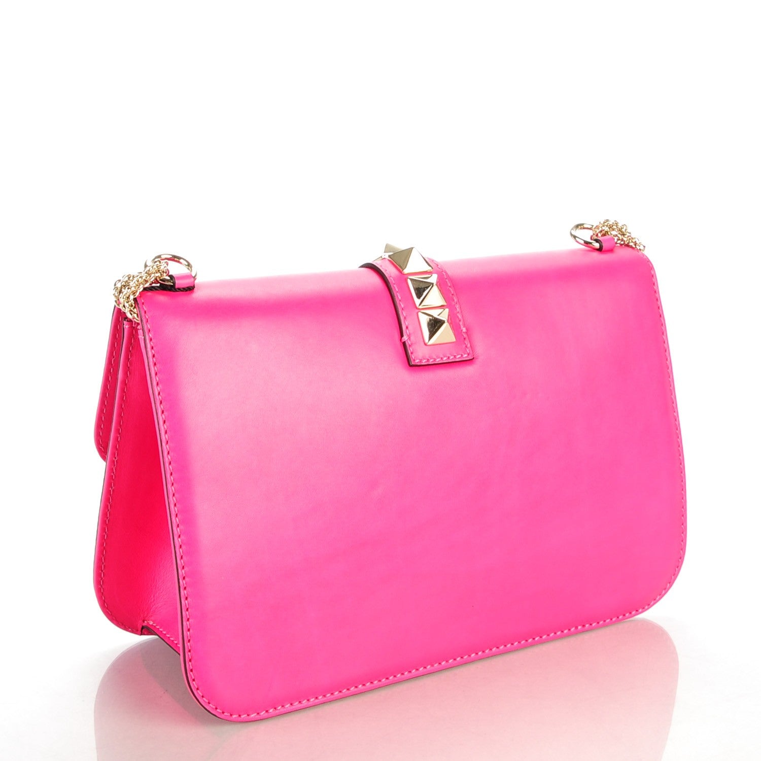 Valentino Garavani Vitello Large Glam Lock Rockstud Flap Pop Fuxia 3 of 7