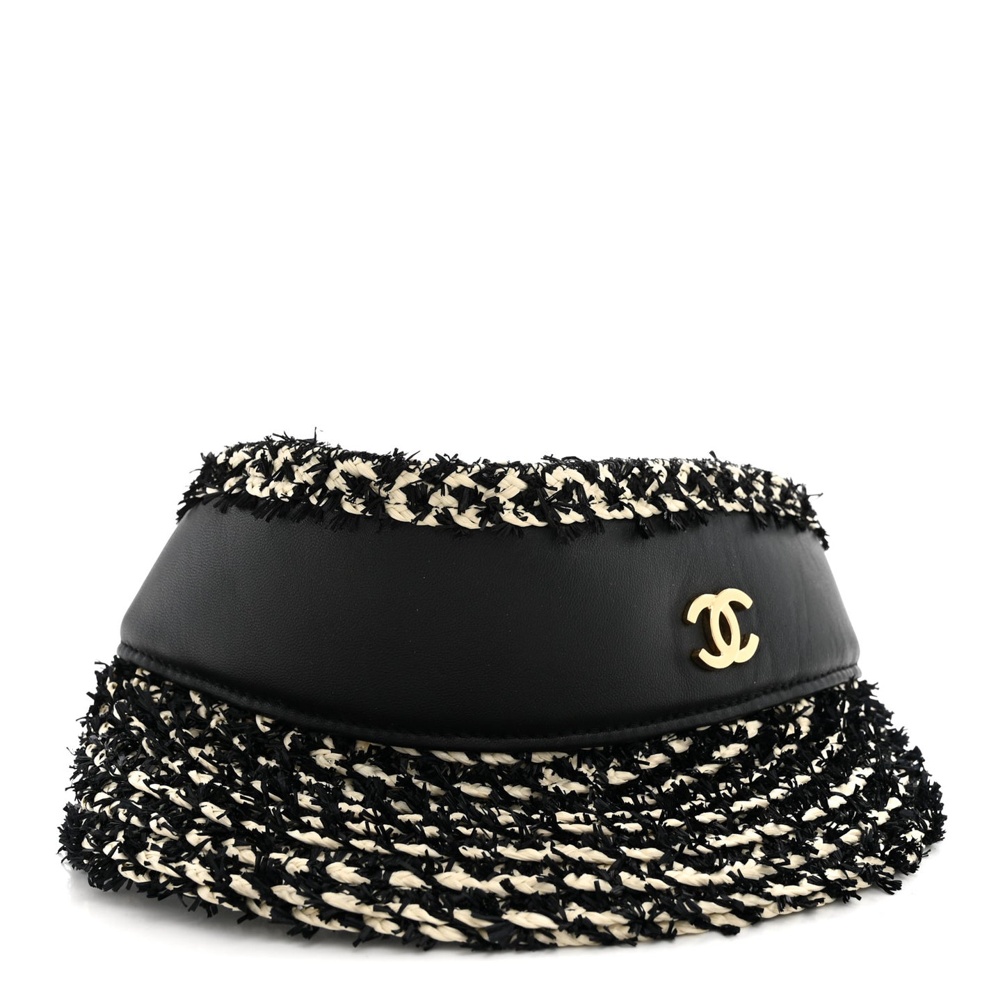 Abaca Cotton Ribbon Visor Black Beige