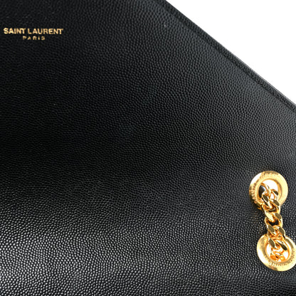 Saint Laurent Grain De Poudre Matelasse Chevron Large Monogram Satchel Black 13 of 16