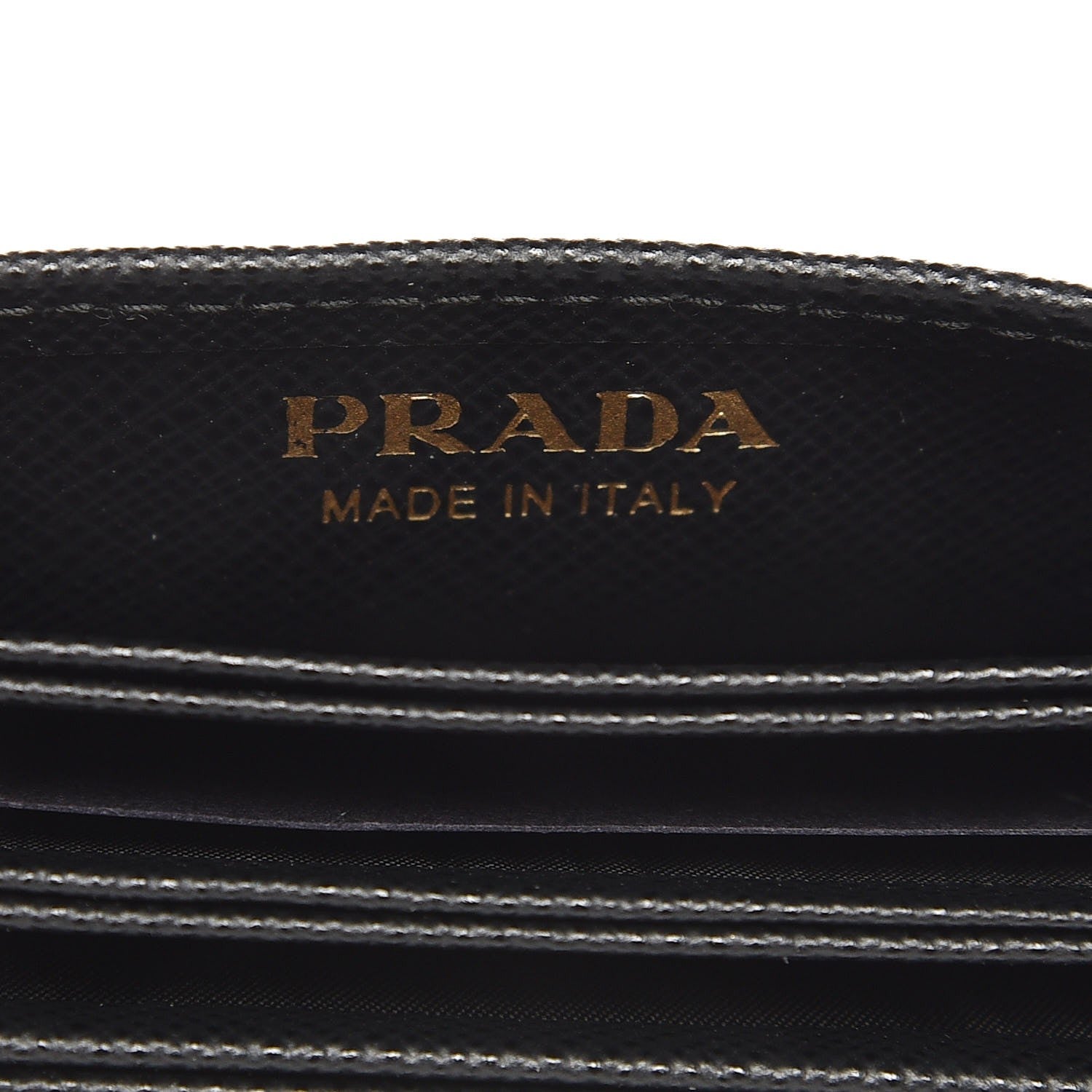 Prada Saffiano Metal Gusseted Card Holder Black 5 of 7