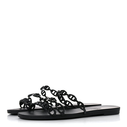 Hermes Rubber Chaine d'Ancre Rivage Sandals 39 Black 3 of 10
