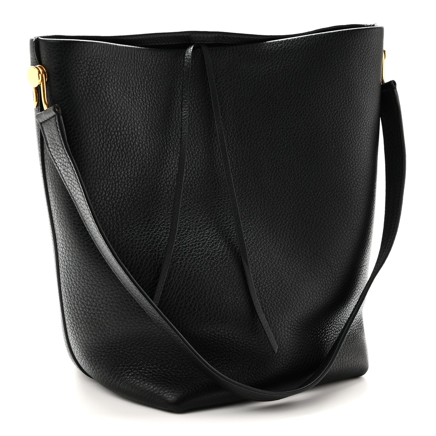 Grained Calfskin Medium N/S Hook Tote Black