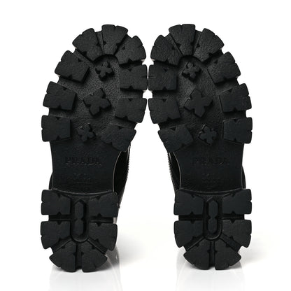Prada Spazzolato Rois Re-Nylon Metal Triangle Logo Monolith Pouch Pocket 55mm Boots 39.5 Black 9 of 12
