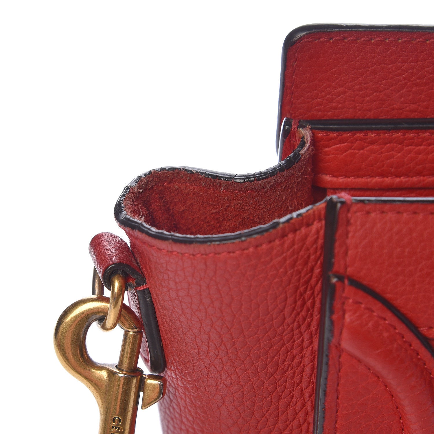 Celine Drummed Calfskin Nano Luggage Red 7 of 11