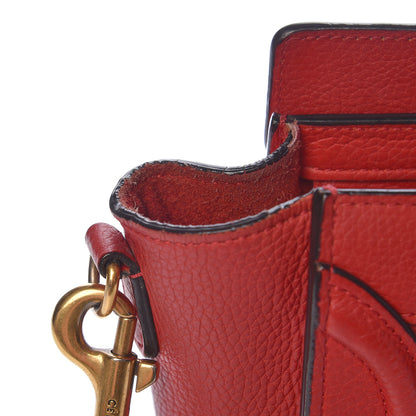 Celine Drummed Calfskin Nano Luggage Red 7 of 11