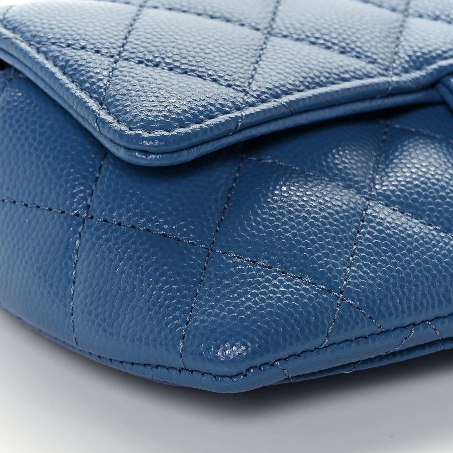 Caviar Quilted Glasses Case With Chain Blue