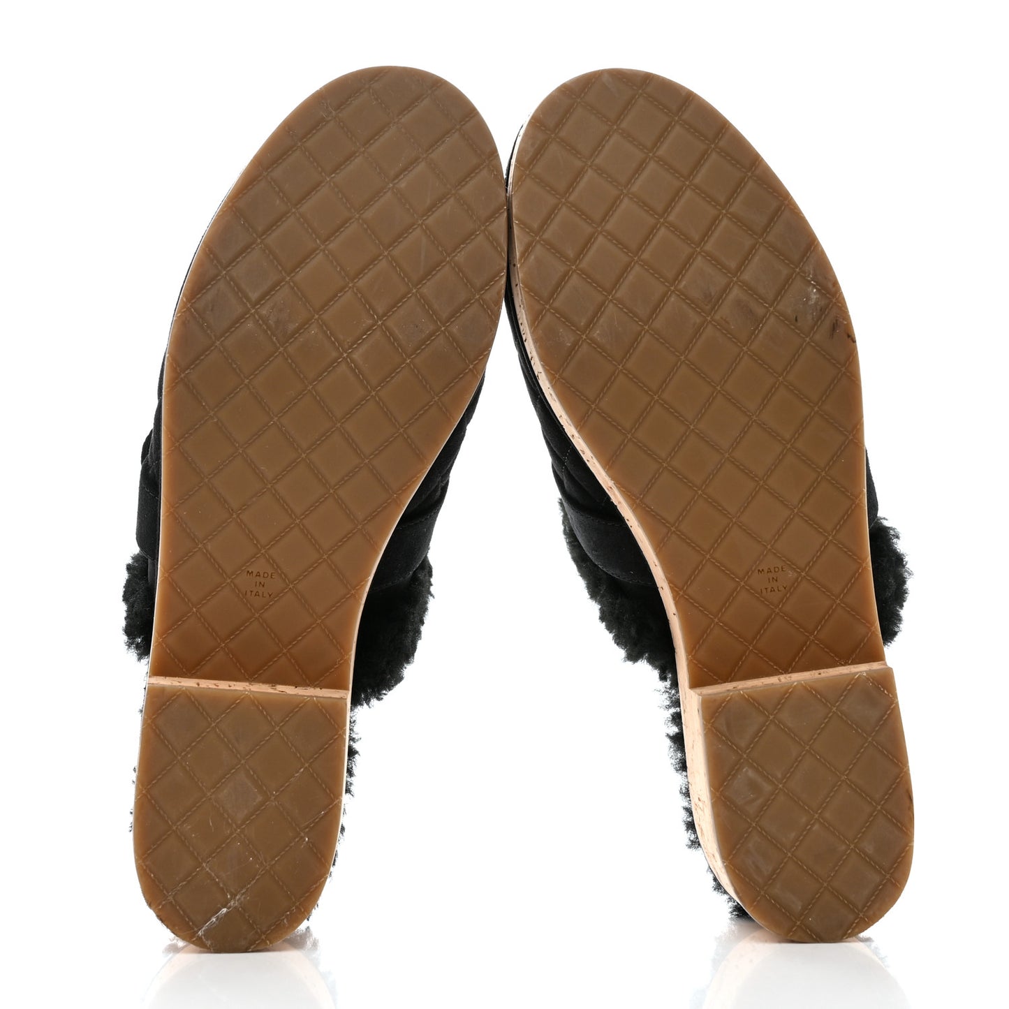 Suede Calfskin Shearling Turn Lock Clogs 40 Black