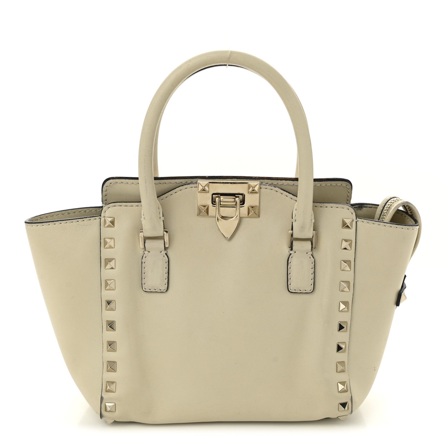 Valentino Garavani Vitello Mini Rockstud Double Handle Tote Ivory 1 of 16