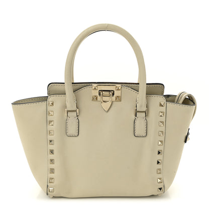 Valentino Garavani Vitello Mini Rockstud Double Handle Tote Ivory 1 of 16
