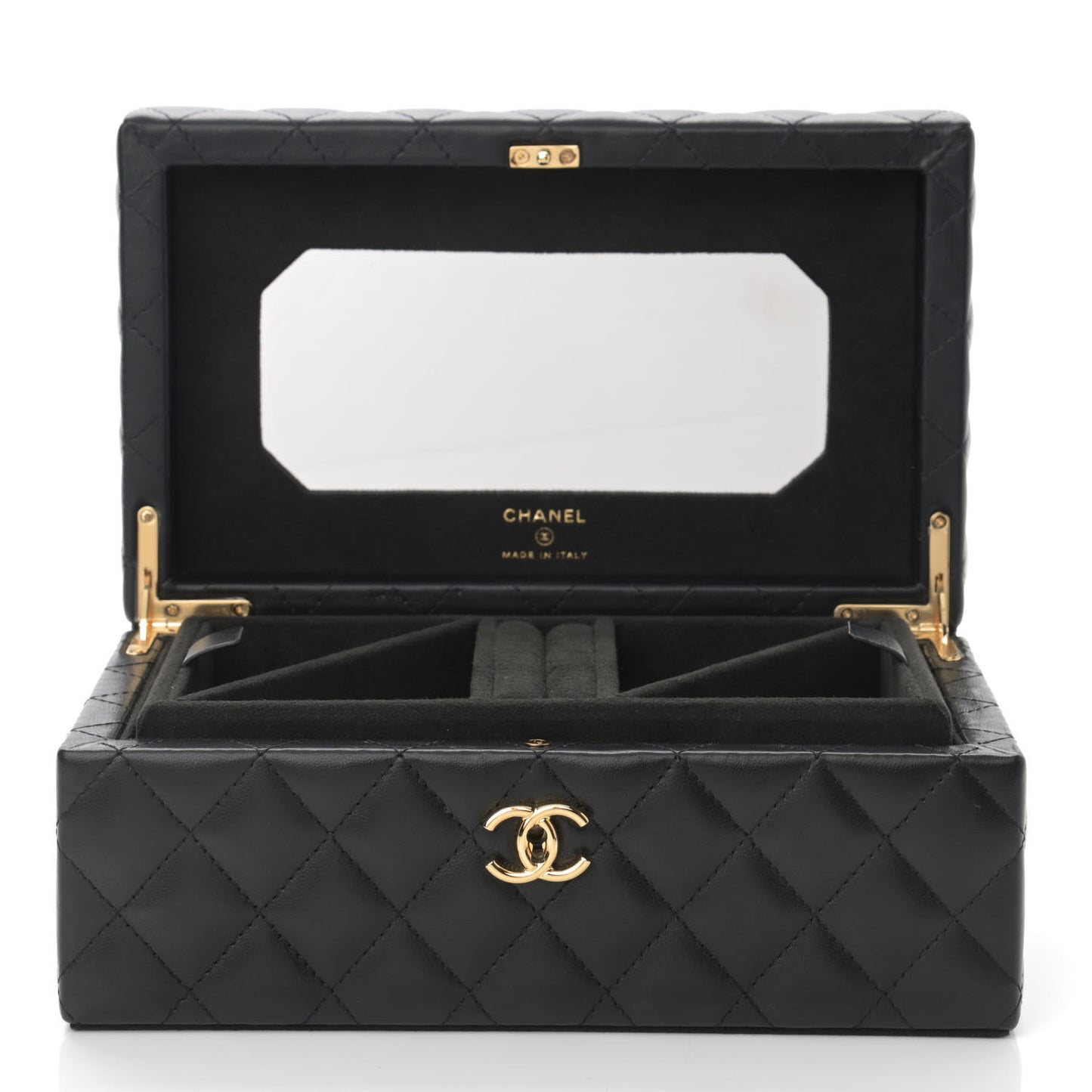Lambskin Quilted Jewelry Case Black