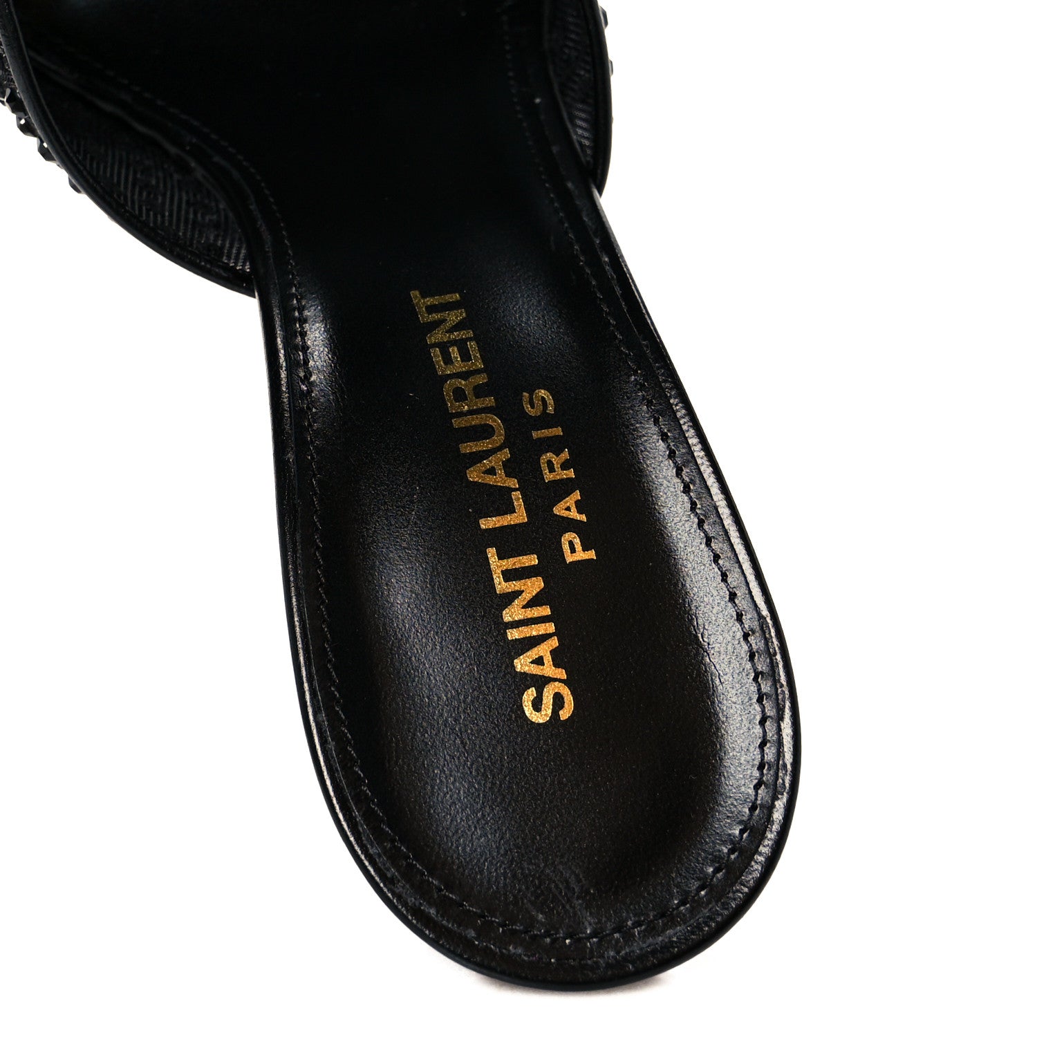 Saint Laurent Tulle Strass Gippy 110 Mule Sandals 37.5 Black 7 of 8