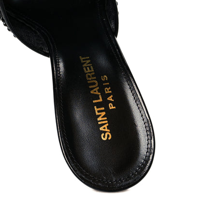 Saint Laurent Tulle Strass Gippy 110 Mule Sandals 37.5 Black 7 of 8