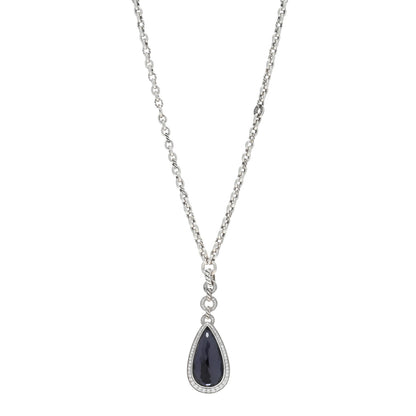 David Yurman Sterling Silver Diamond Black Orchid Anjou Teardrop Necklace 1 of 4