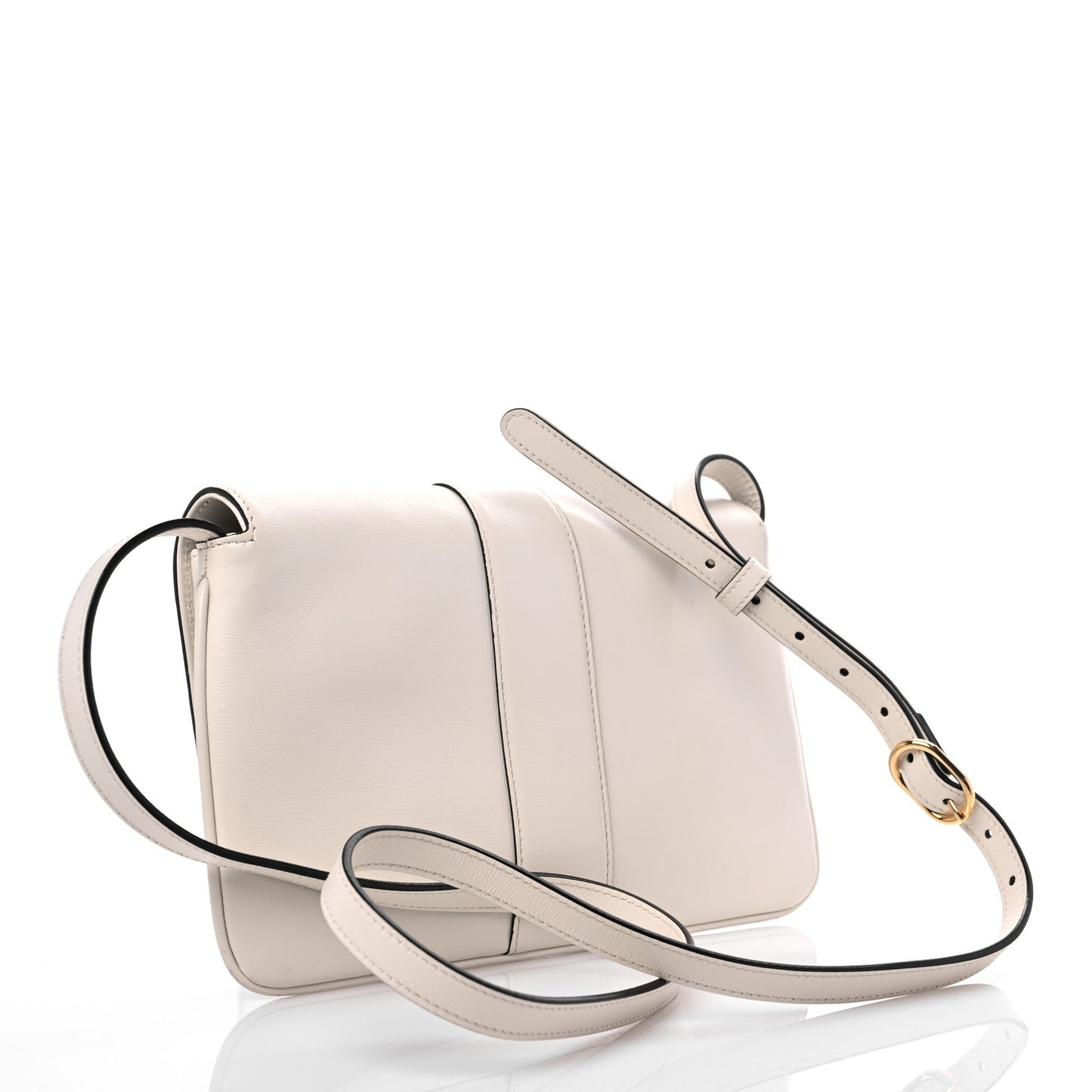 Calfskin Small Arli Flap Shoulder Bag Mystic White